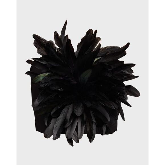 Retrofete Tops - Retrofete Nicki Feather Crop Top Black S